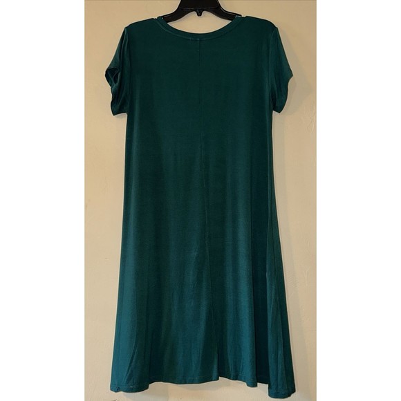 MIX By 41 HAWTHORN Large Dress DARK GREEN Jersey Knit SWING Pocket Short Sleeve - Picture 2 of 8